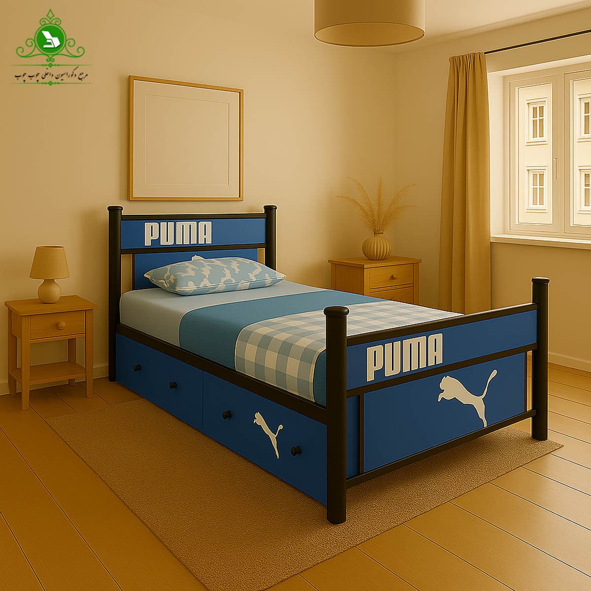 تخت خواب یک و نیم نفره مدل پوما عرض 120