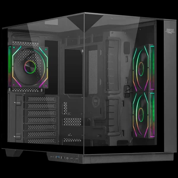 کیس کامپیوتر گیمینگ اوست مدل Awest AQ-17TG-B مشکی — تصویر ۶