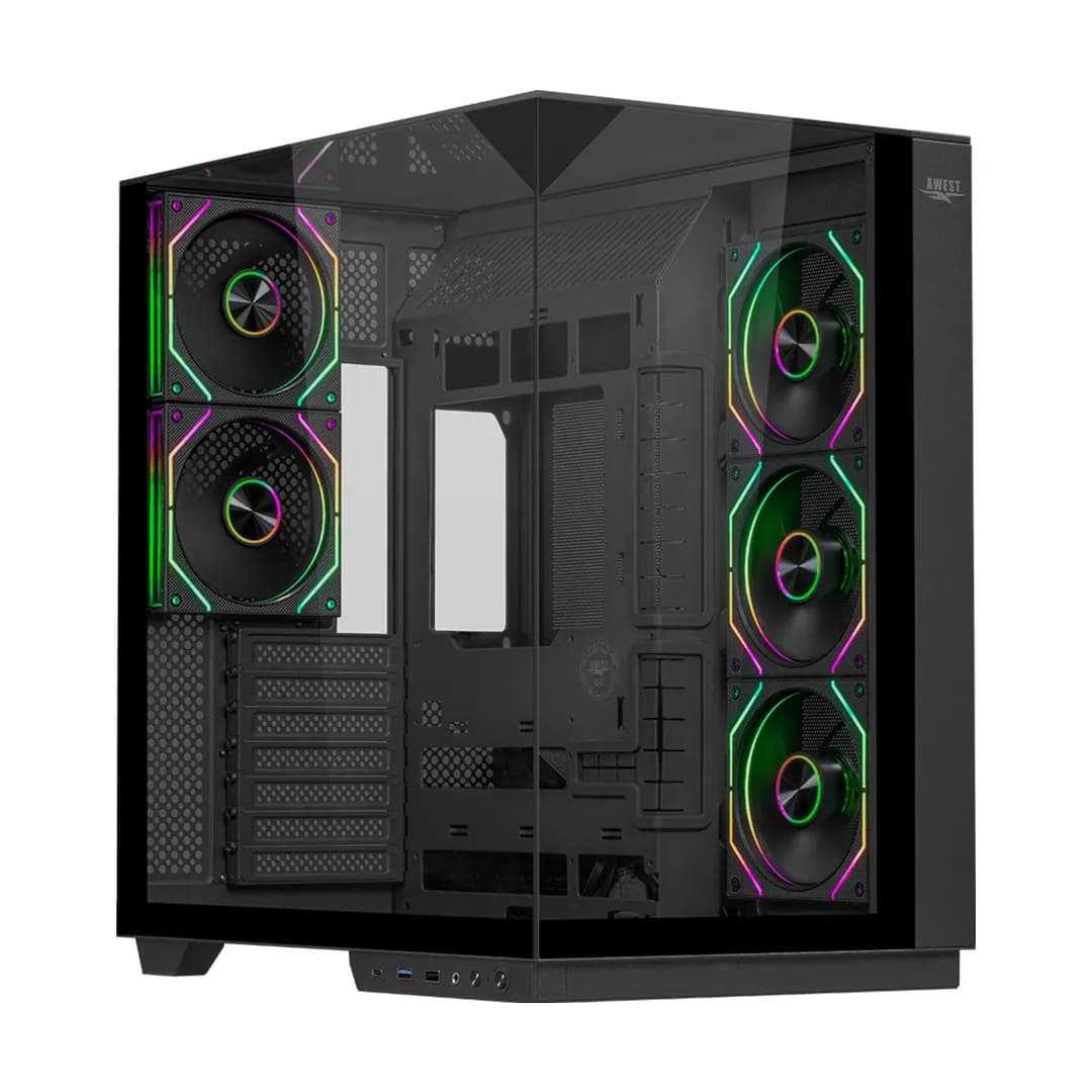 کیس کامپیوتر گیمینگ اوست مدل Awest AQ-5TG-B مشکی — تصویر ۳
