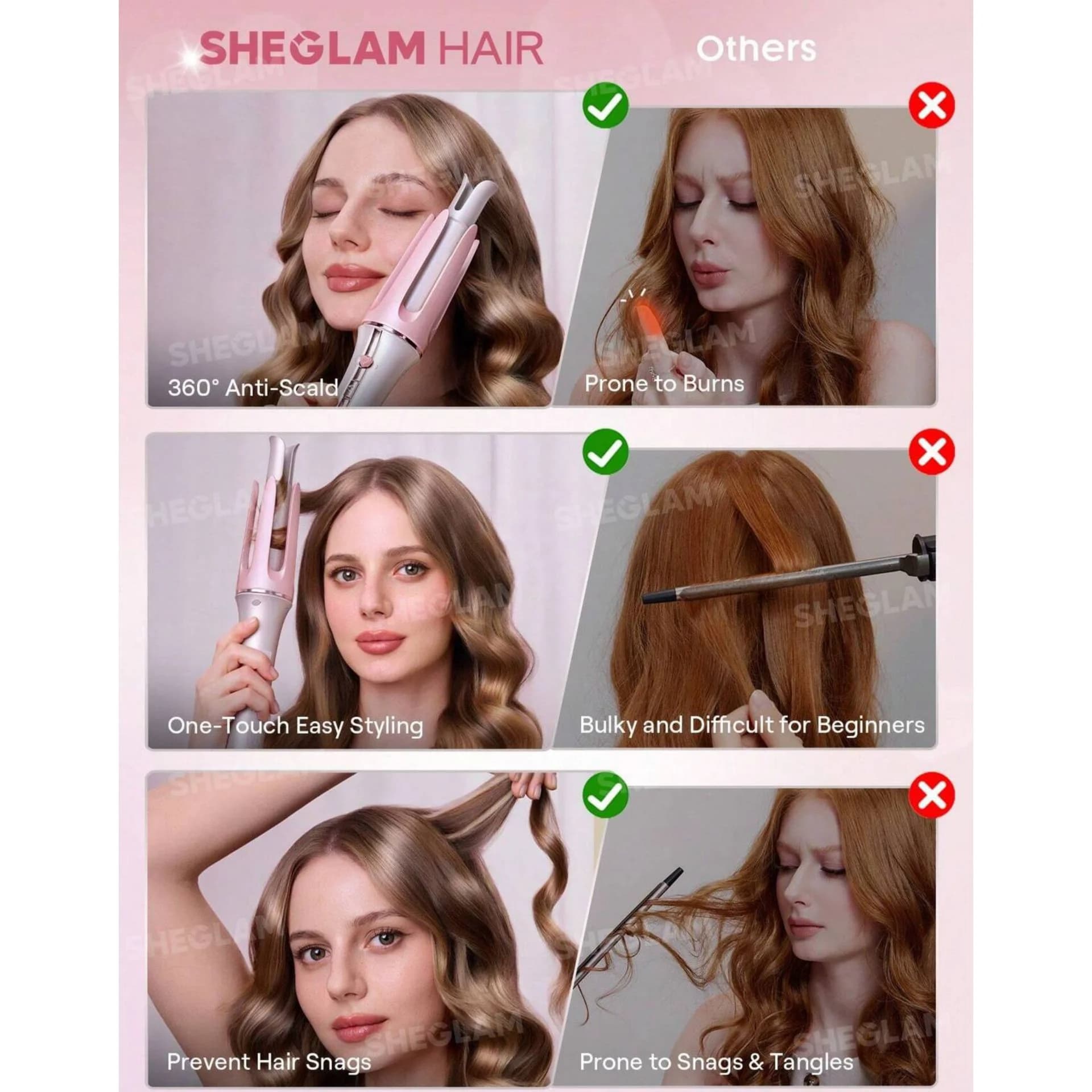 دستگاه کرلی صورتی شیگلم مدل Cupid’s Charm — تصویر ۹