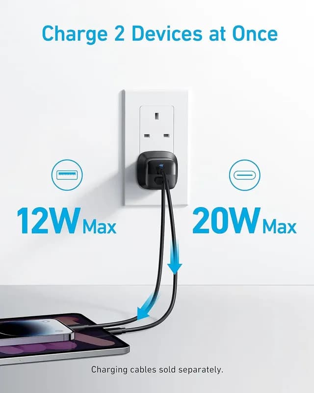 شارژر دیواری 33 وات انکر Anker 323 Charger 33W B2331K21 UK + مبدل پریز هدیه — تصویر ۶