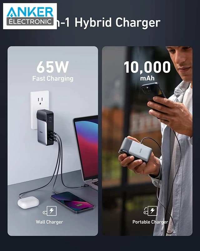 پاوربانک 2 در 1 انکر Anker 733 Power Bank GaNPrime PowerCore 65W A1651 + مبدل پریز (هدیه) — تصویر ۳