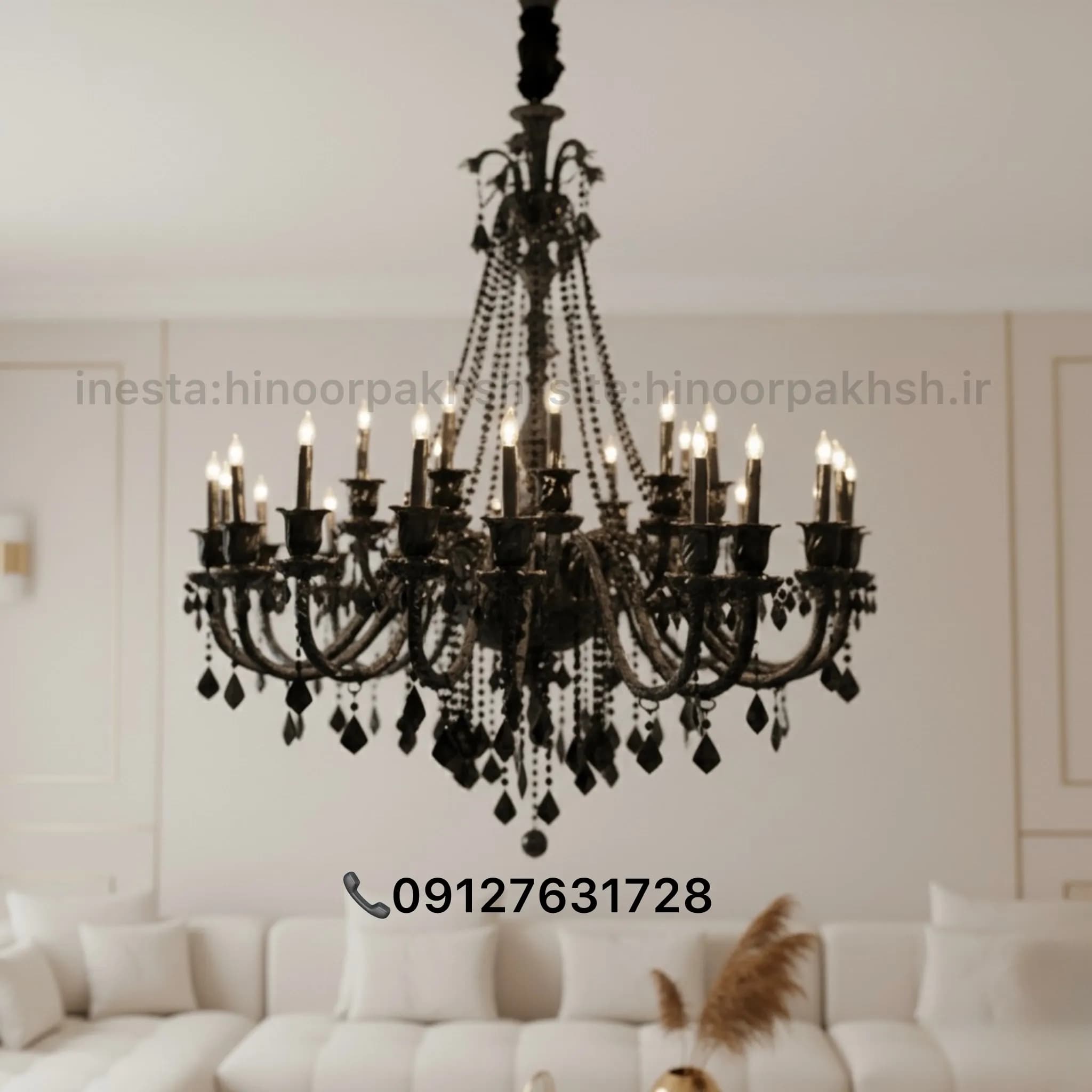 لوستر باکارات کریستالی کلاسیک طرح فرانسه در انواع رنگبندی(مشکی-سفید-عسلی-شامپاینی…)