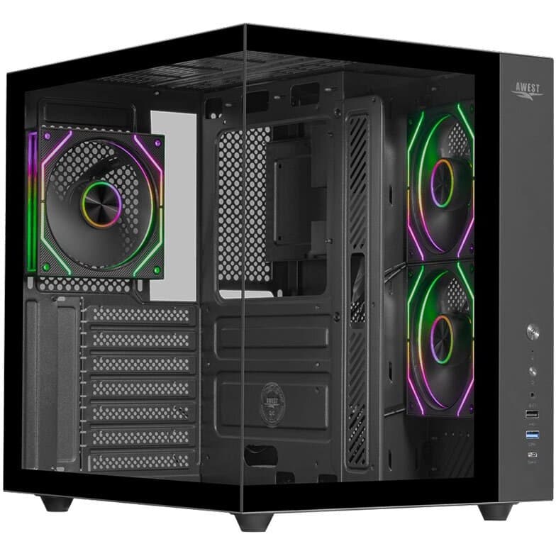 کیس کامپیوتر اوست مدل AQ15-TG RGB Mid Tower مشکی
