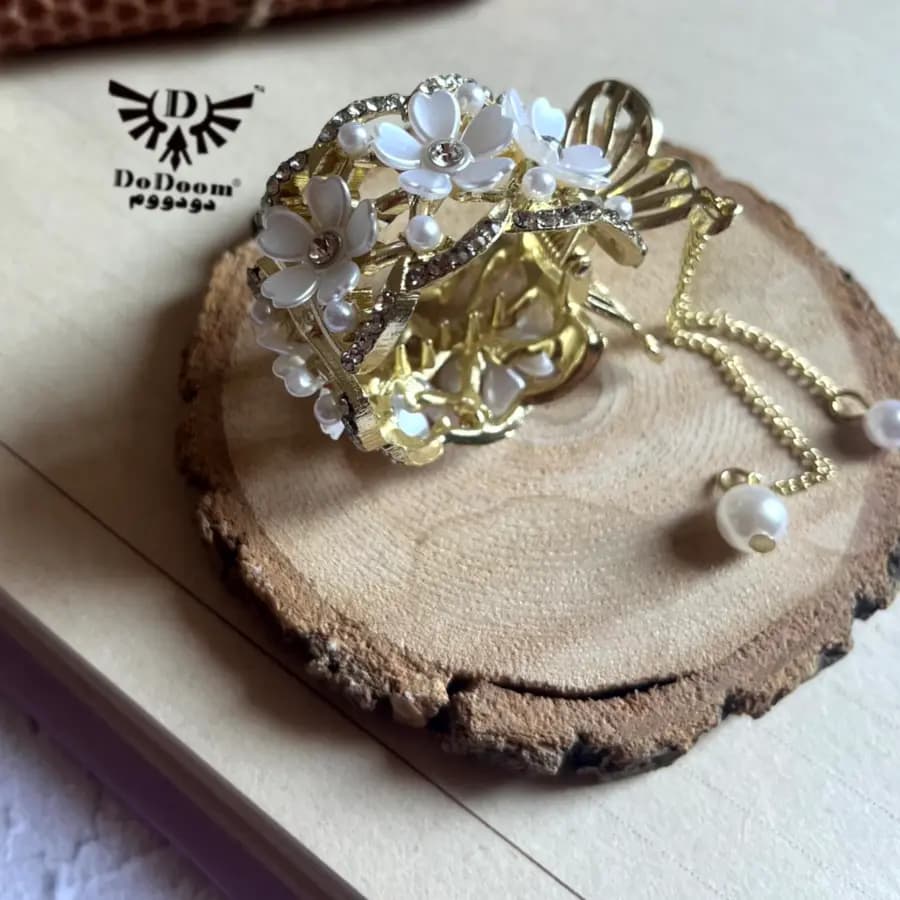 گیره مو دم اسبی گل یاس G189 — تصویر ۴