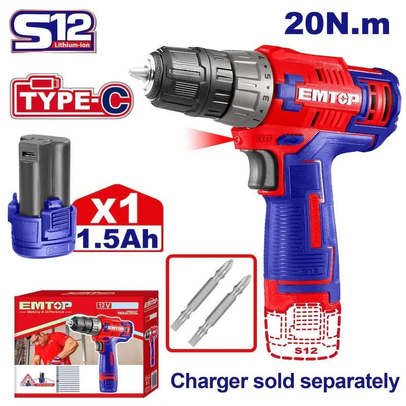 دریل شارژی EMTOP مدل ECDL12510