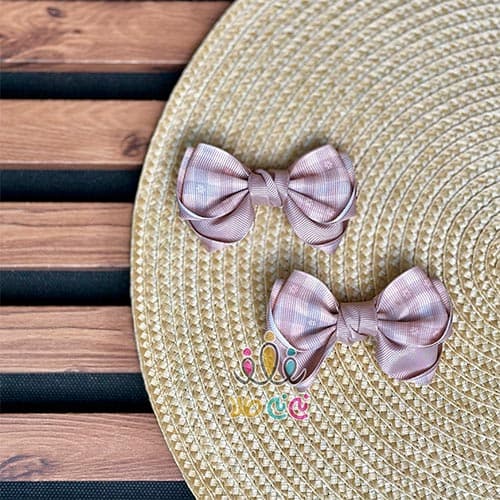 گیره مو پاپیونی چهارخونه دخترانه
