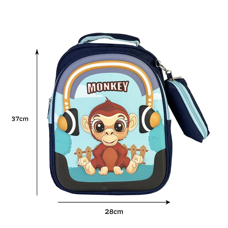 کوله پشتی مدرسه ای طرح برجسته مدل Monkey 14 به همراه جامدادی — تصویر ۷