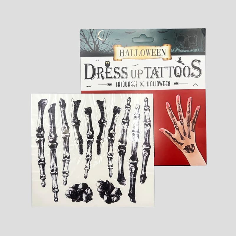 تتو موقت هالووینی طرح استخوان مدل Hand Bones کد Shf-355d5 — تصویر ۳