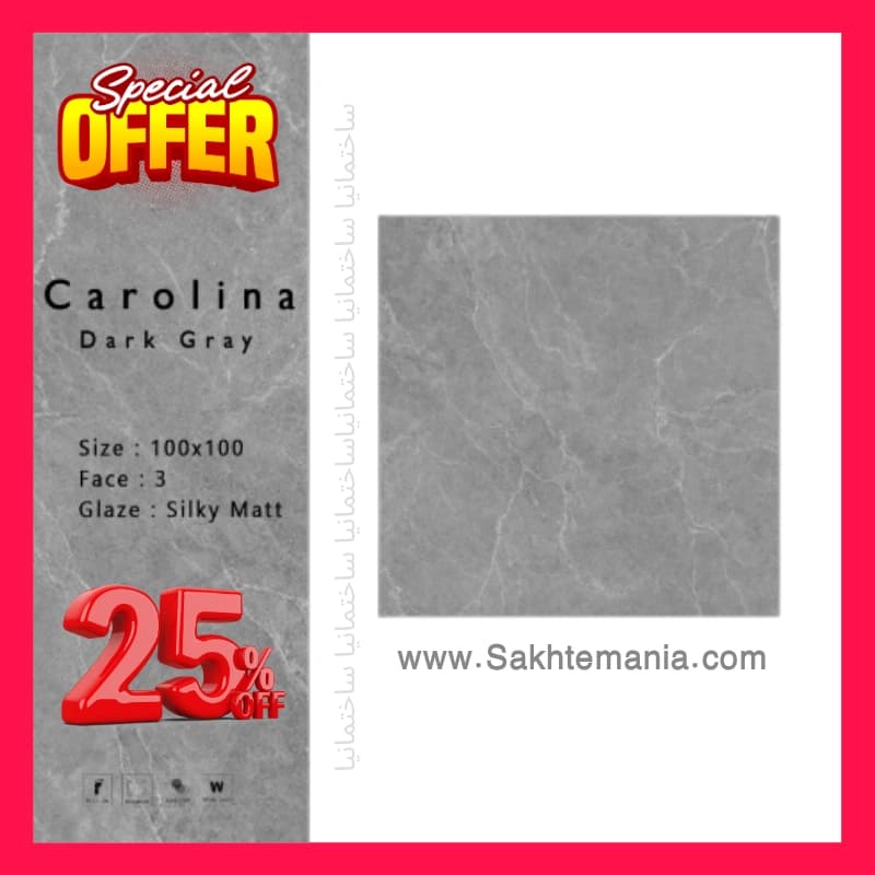 ارزانترین سرامیک کارولینا طوسی تیره مات سرام نگار 100×100 | قیمت خرید سرام نگار + تخفیف پله ای +ارسال فوری تهران کرج اراک سمنان — تصویر ۶