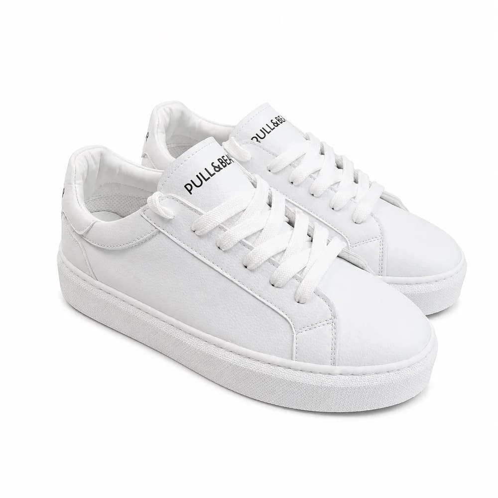 کتانی ونس اسپرت مردانه سفید مدل (pull&bear)|سایز41-44|دوردوخت|لژ4cm|سفید — تصویر ۴