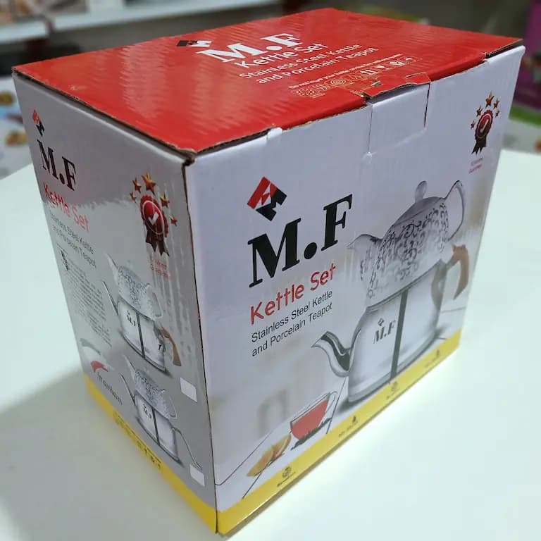 ست کتری قوری استیل M.F کف چدن لوله دار — تصویر ۹