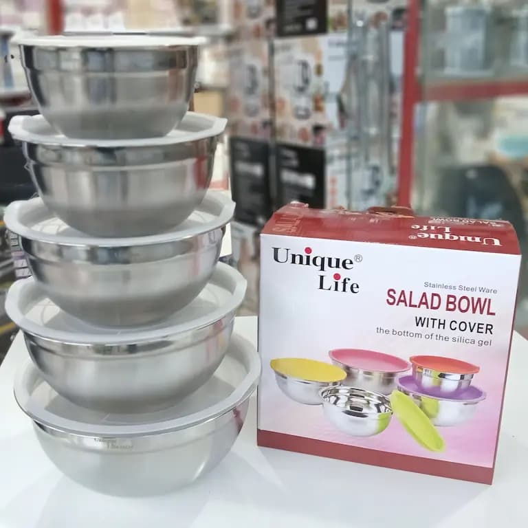 لگن استیل یونیک لایف 5 پارچه درب سفید — تصویر ۵