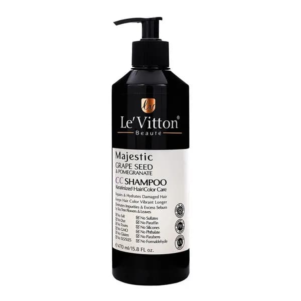 شامپو لویتون مدل CC ( حاوی روغن دانه انار و انگور مناسب موهای کراتین و محافظ رنگ مو)/LEVITTON — تصویر ۲