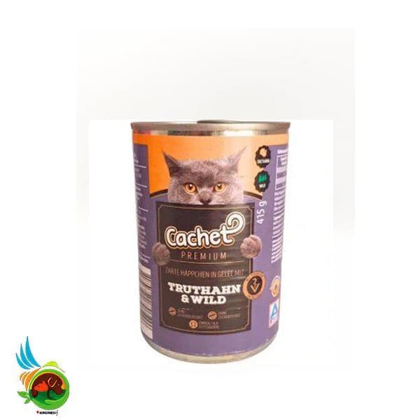 کنسرو گربه کچت طعم بوقلمون و شکار Cachet premium truthahn & wild وزن ۴۰۰ گرم — تصویر ۲