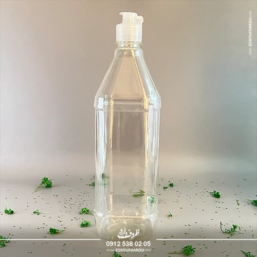 بطری پلاستیکی پت یک لیتری چهارگوش دهانه 28 — تصویر ۵