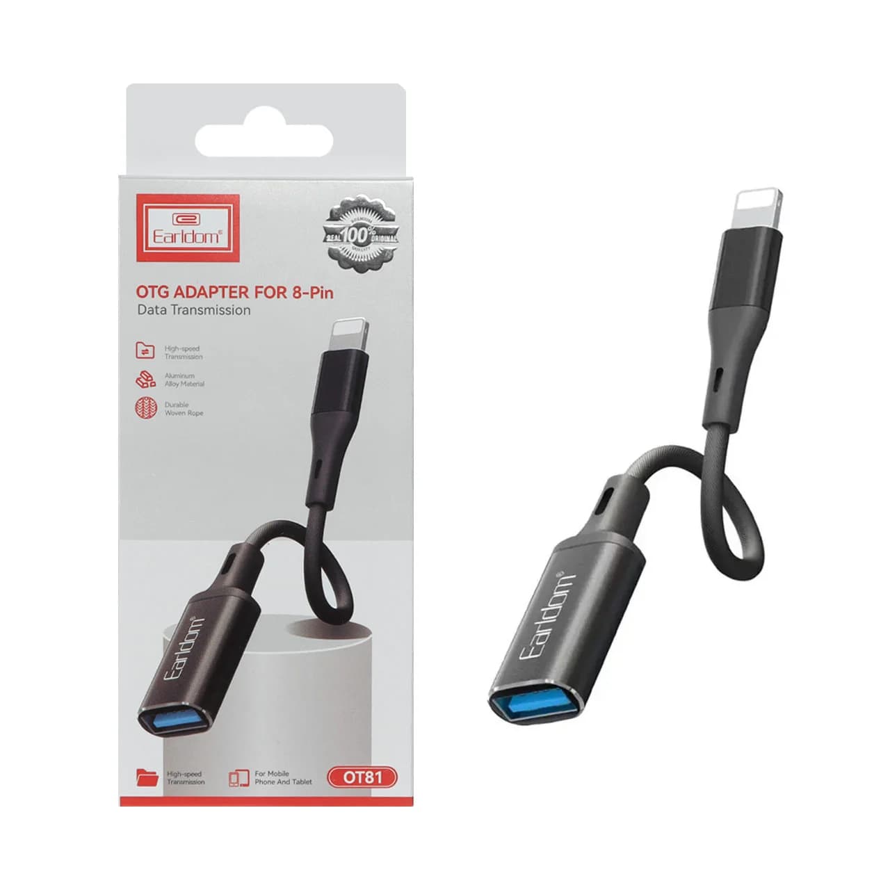 تبدیل Earldom Lightning to USB2.0 OTGمدل OT81 – مشکی — تصویر ۲