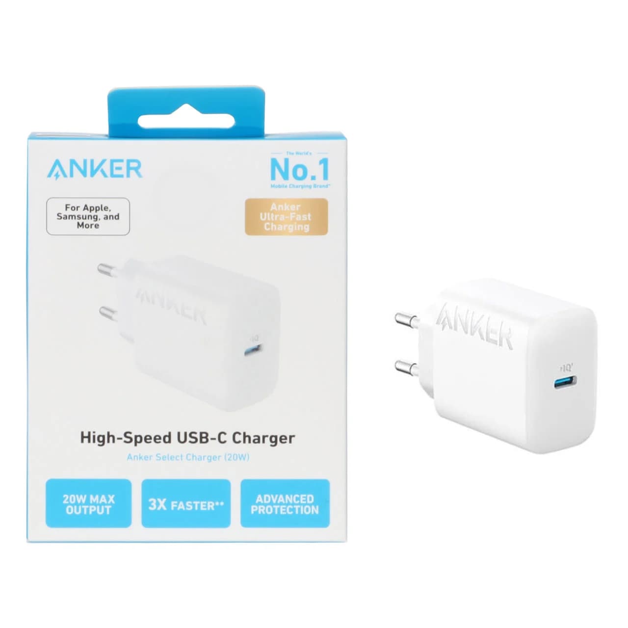 شارژر دیواری فست تک پورت ANKER مدل A2347G21 با توان 20W و تکنولوژی IQ3 – سفید (گارانتی 18ماهه شرکتی)