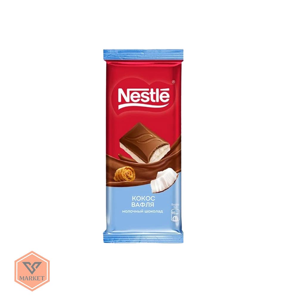 🍫 تبلت شکلات شیری نستله با مغزی نارگیل و ویفر (Nestlé Coconut Waffle) – یه سفر استواییِ ترد! — تصویر ۲