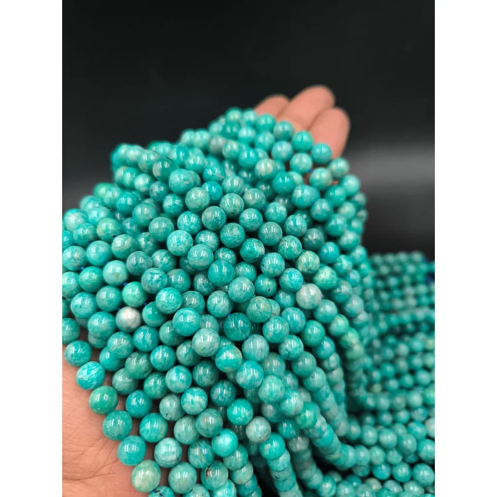 ریسه سنگ آمازونیت طبیعی سایز 8 میلیمتر کد 9120 — تصویر ۵