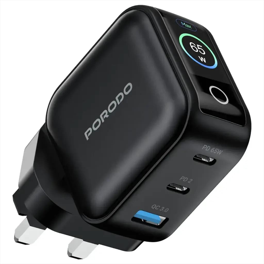 آداپتور شارژر دیواری پرودو مدل Nexora PD-WCP5265 ظرفیت ۶۵ وات با نمایشگر دیجیتال