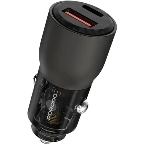 شارژر فندکی شفاف ماشین پرودو لایتنینگ تایپ C به Porodo Transparent Car Charger 96W C