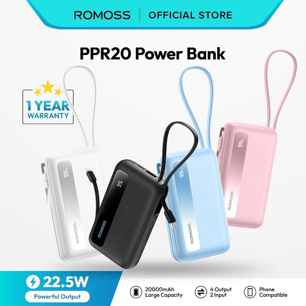 پاوربانک اصلی ROMOSS PPR20 ظرفیت 20000 میلیآمپر | شارژ سریع 22.5 وات — تصویر ۷