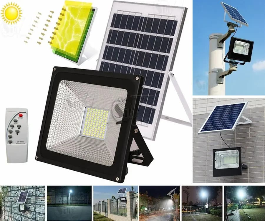 پرژکتور خورشیدی،شارژی 2000W ضدآب Ip67 دارای پنل خورشیدی جداگانه کنترل دار — تصویر ۲