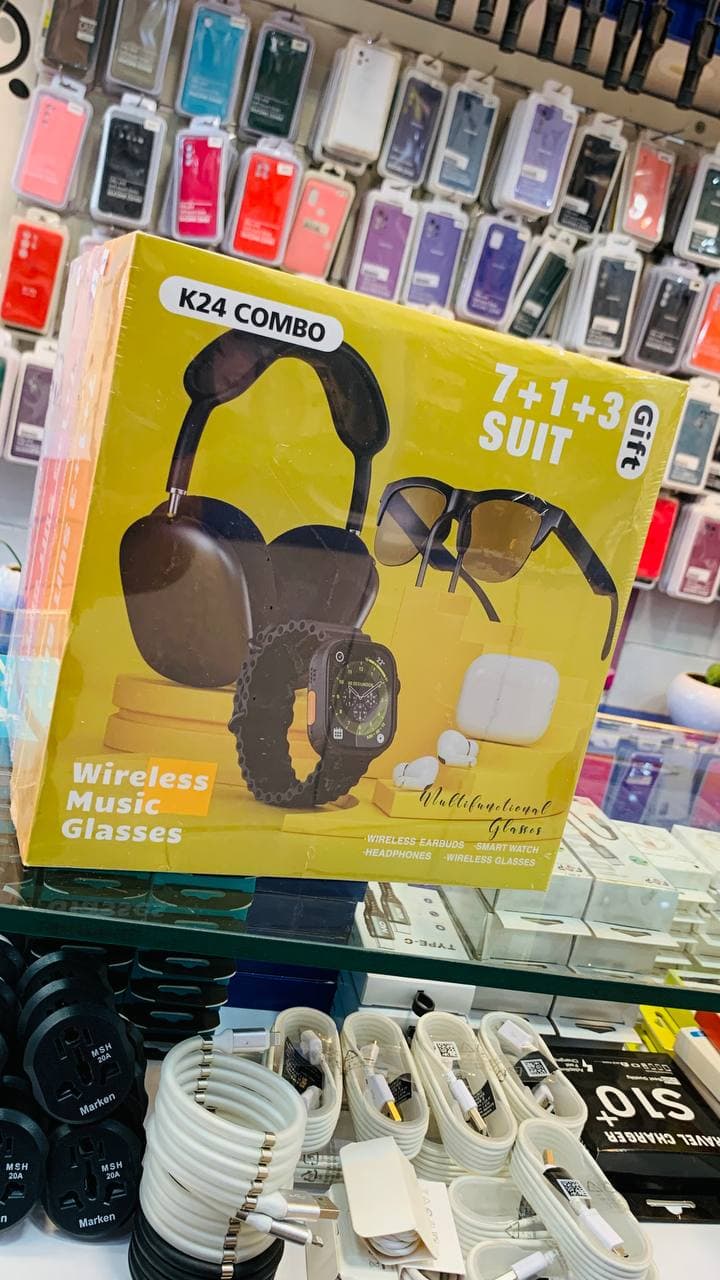 پک کامل لوازم combo k24 7+1+3 SUIT Gift هدفون ، عینک هوشمند ، ساعت هوشمند ، ایرپاد — تصویر ۸