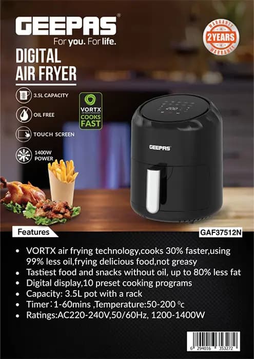 سرخ کن بدون روغن 3.5 لیتر جیپاس مدل GAF37512N — تصویر ۶