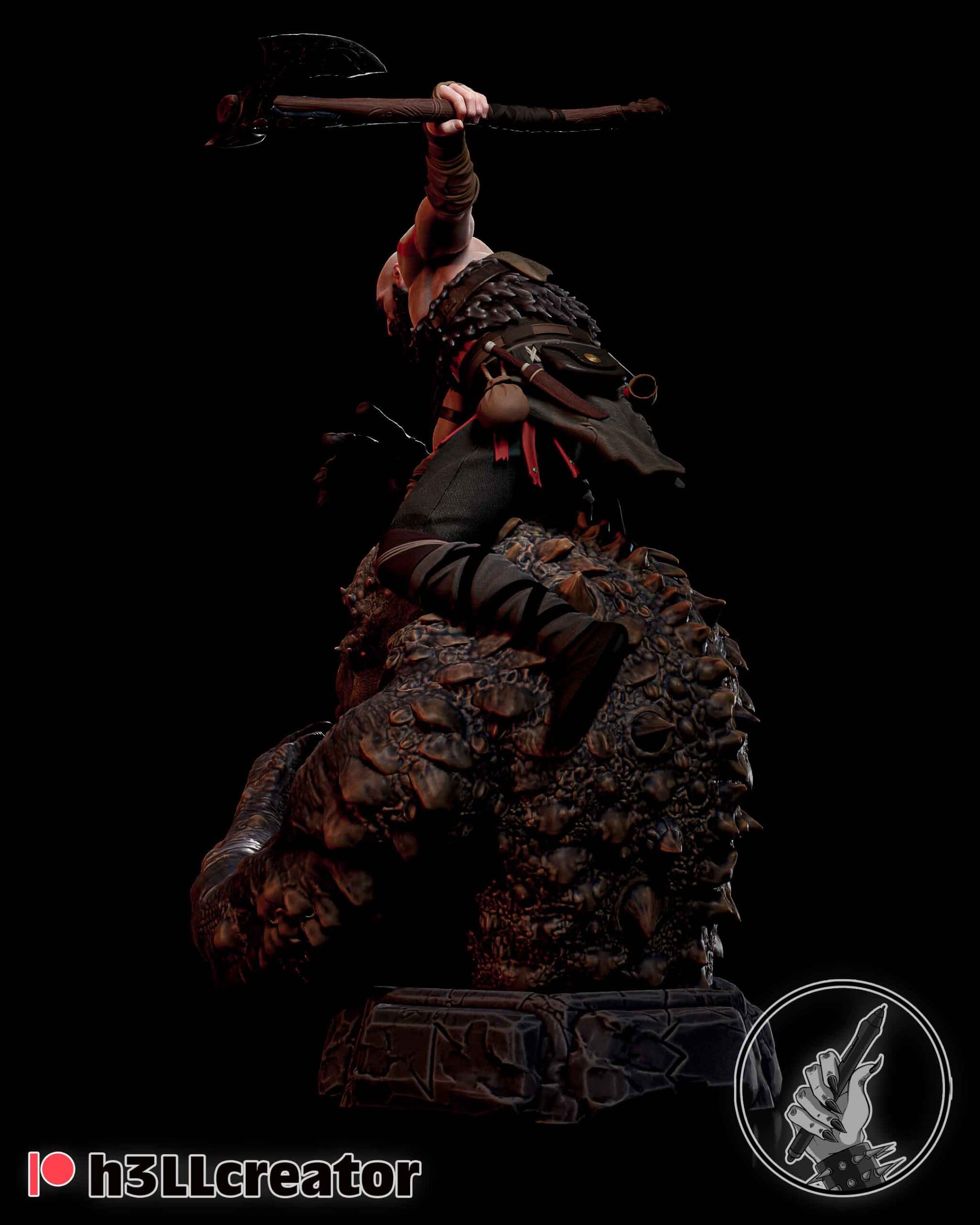 🪓🔥 فیگور کریتوس (Kratos) در حال نبرد | God of War | ارتفاع 40 سانتیمتر | PLA+ — تصویر ۵