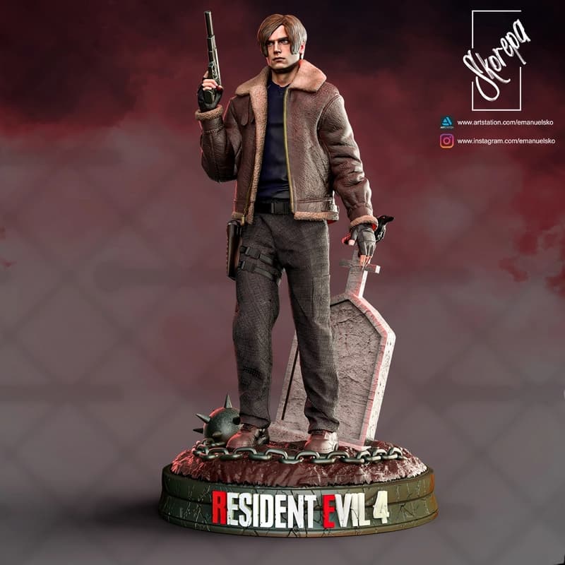 🧟♂️ فیگور لیون اسکات کندی Resident Evil 4 | جنس PLA+ | ارتفاع 40 سانتیمتر — تصویر ۲