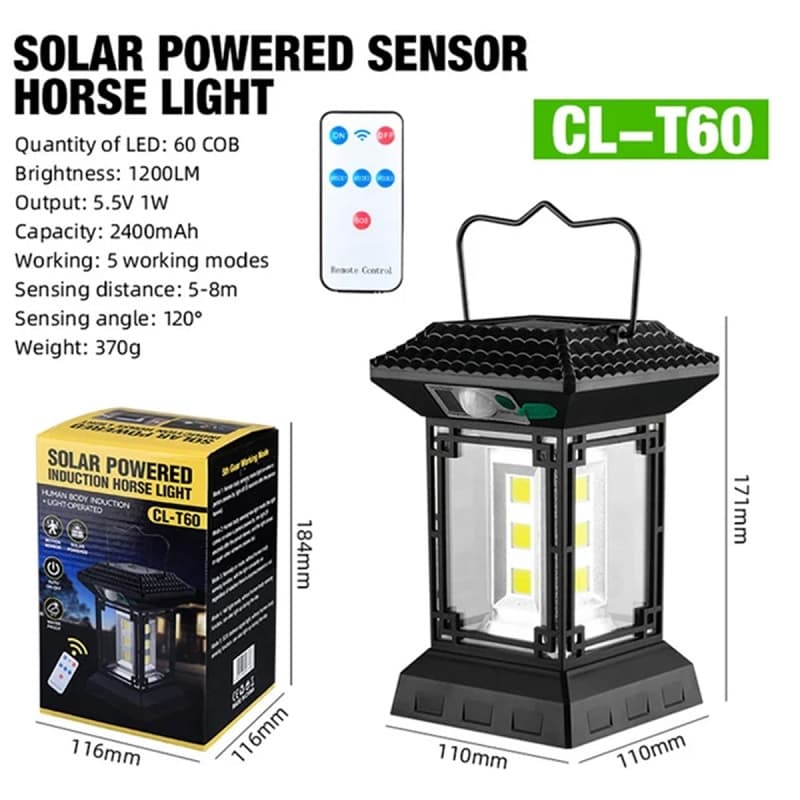 چراغ دیوارکوب شارژی و خورشیدی COB مدل CL-T60 — تصویر ۸