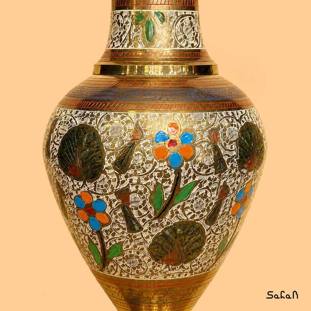 گلدان برنجی میناکاری بزرگ طرح 2 — تصویر ۳