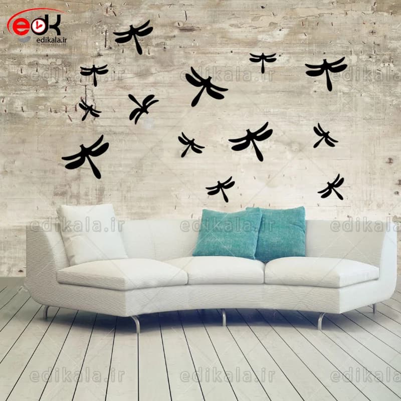 آینه دکوراتیو طرح سنجاقک شماره 2 در پنج رنگ و ابعاد انتخابی+فایل کورل — تصویر ۳