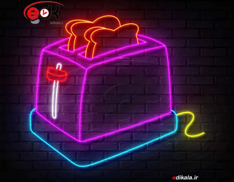 تابلو نئون طرح توستر شماره 3 در ابعاد مختلف +آداپتور+ فایل لایه باز — تصویر ۲
