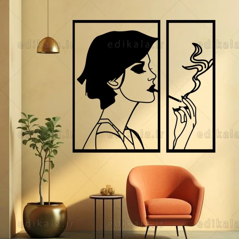 آینه دکوراتیو طرح لب دختر و سیگار شماره 2 در پنج رنگ و ابعاد انتخابی+فایل کورل