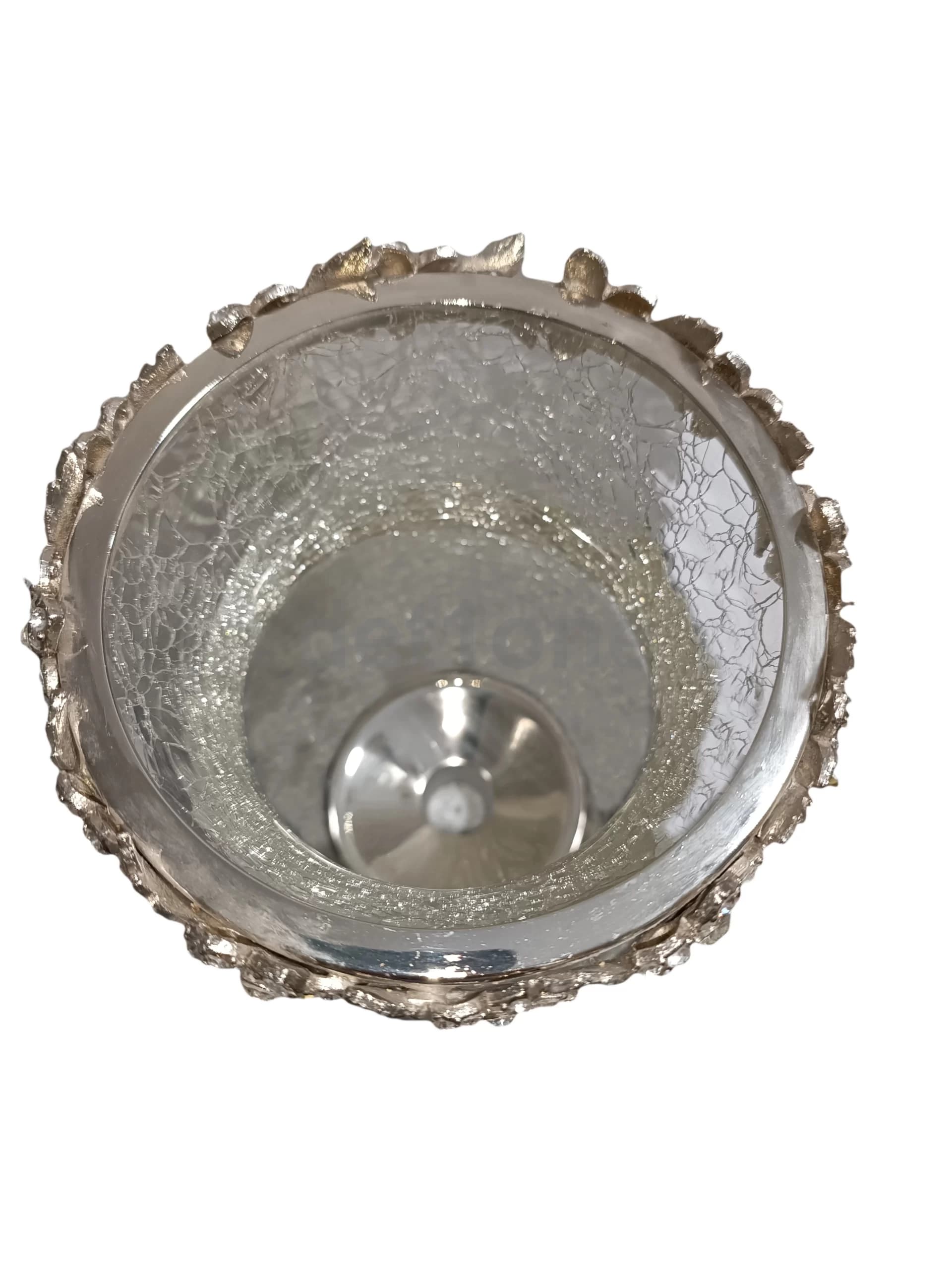 شمعدان شیشه ترک فلزی سیلور کد 3415 — تصویر ۹
