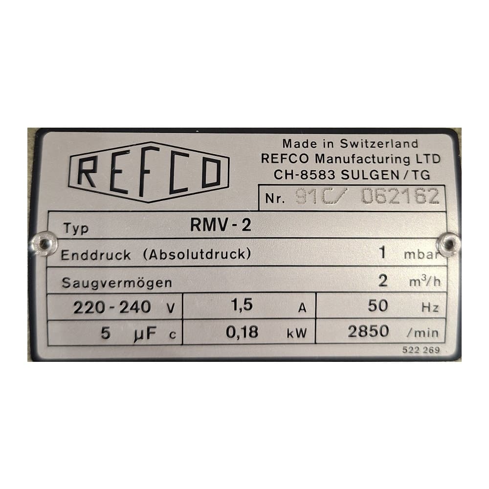 پمپ وکیوم رفکو سوئیس 2 متر مکعب REFCO RMV2 — تصویر ۴
