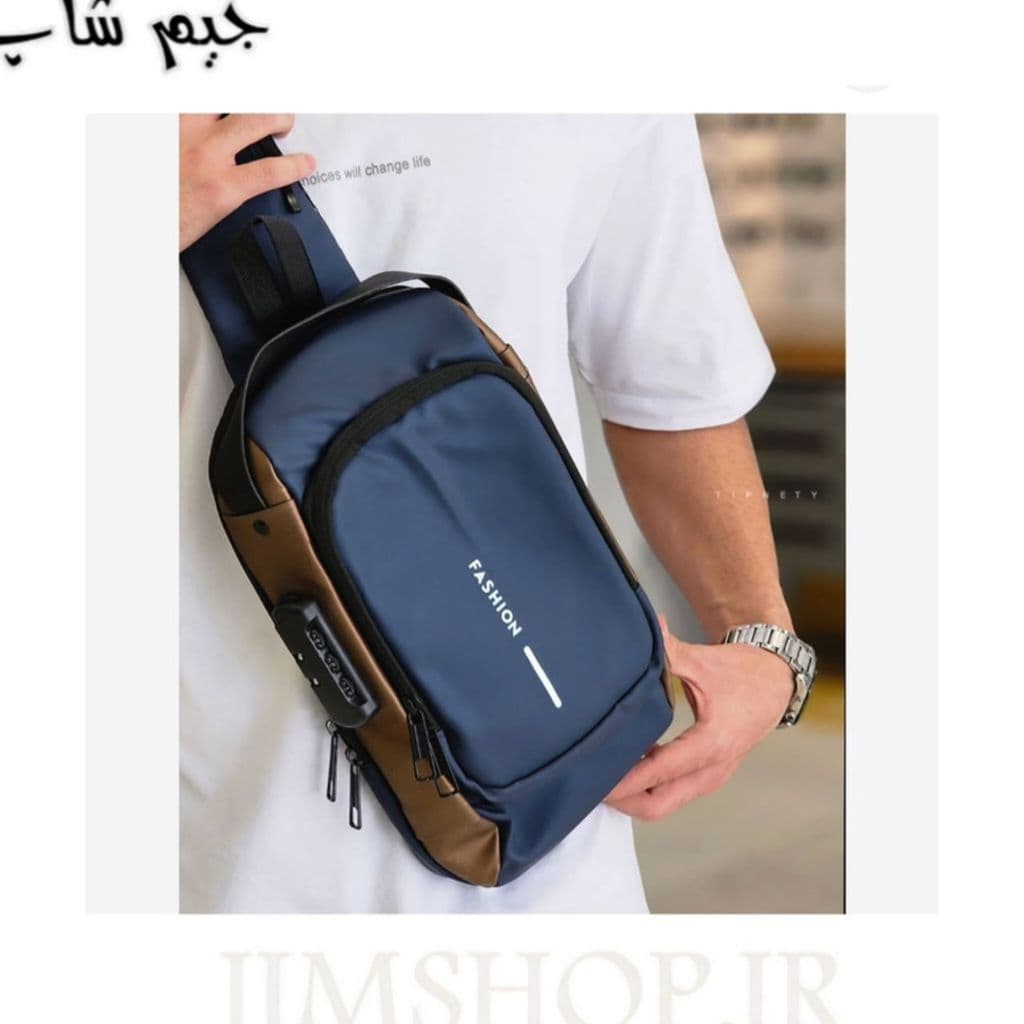 کیف بادی بگ ضد آب کابل پاوربانک دار، قفل رمز دار مدل Fashion — تصویر ۳