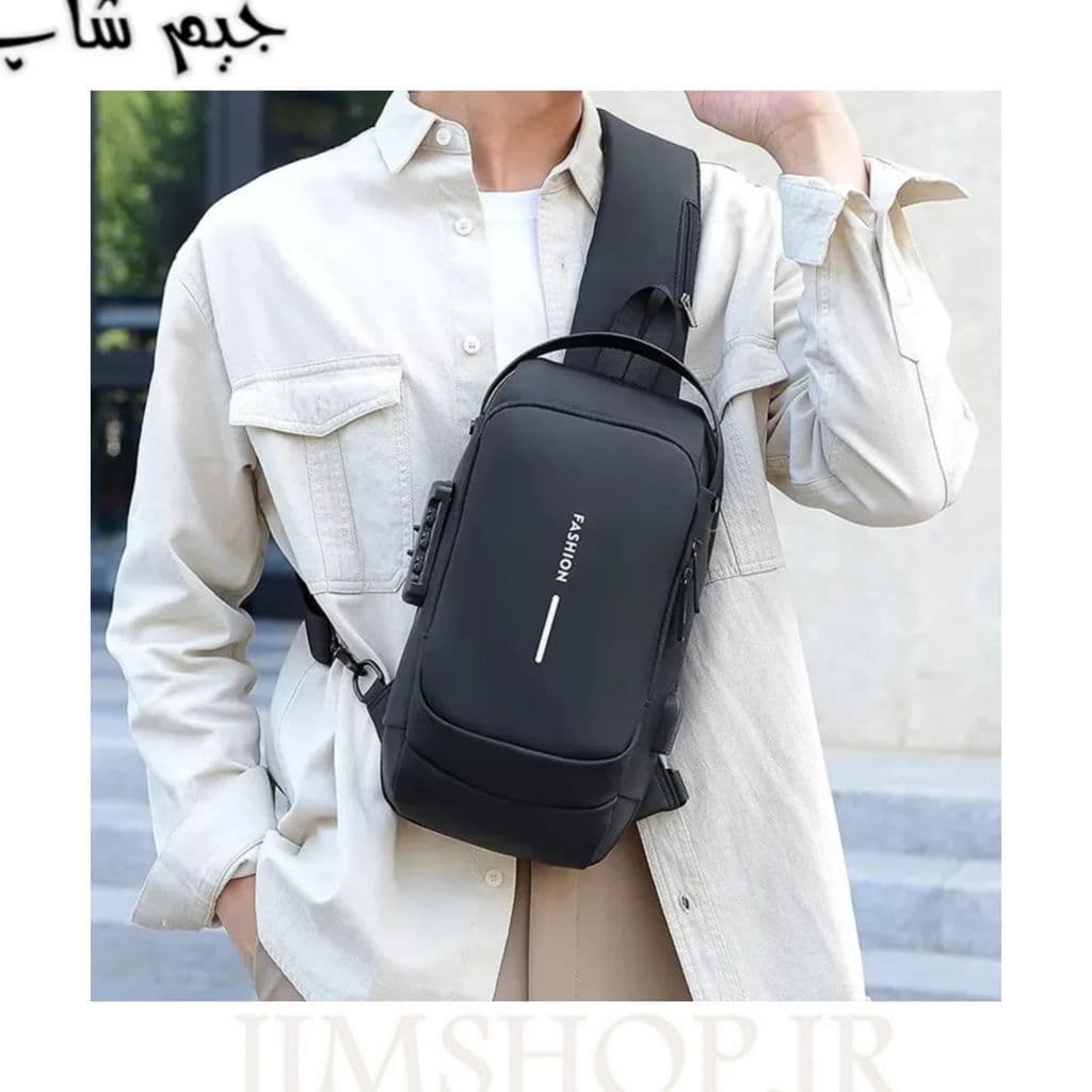 کیف بادی بگ ضد آب کابل پاوربانک دار، قفل رمز دار مدل Fashion — تصویر ۵