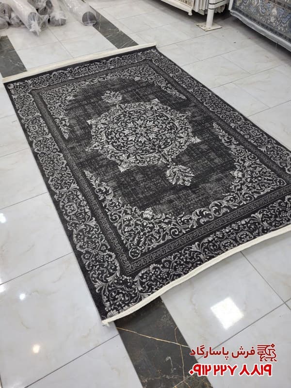 قالیچه مدرن دودی بافت لوپ مدل 6601 — تصویر ۴