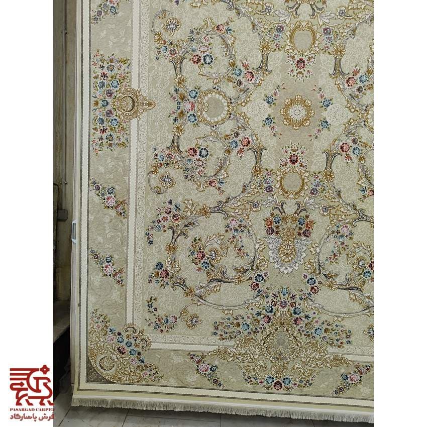 فرش کرم جدید طرح عروس افشان 700 شانه گلبرجسته — تصویر ۴