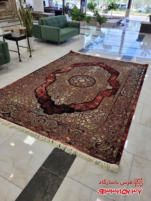فرش وینتیج زرشکی 1200 شانه طراحی جدید