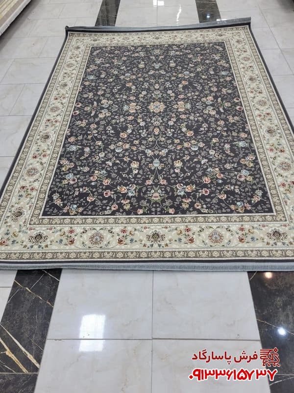 فرش افشان گل سرخ 700 شانه گل برجسته دودی — تصویر ۴