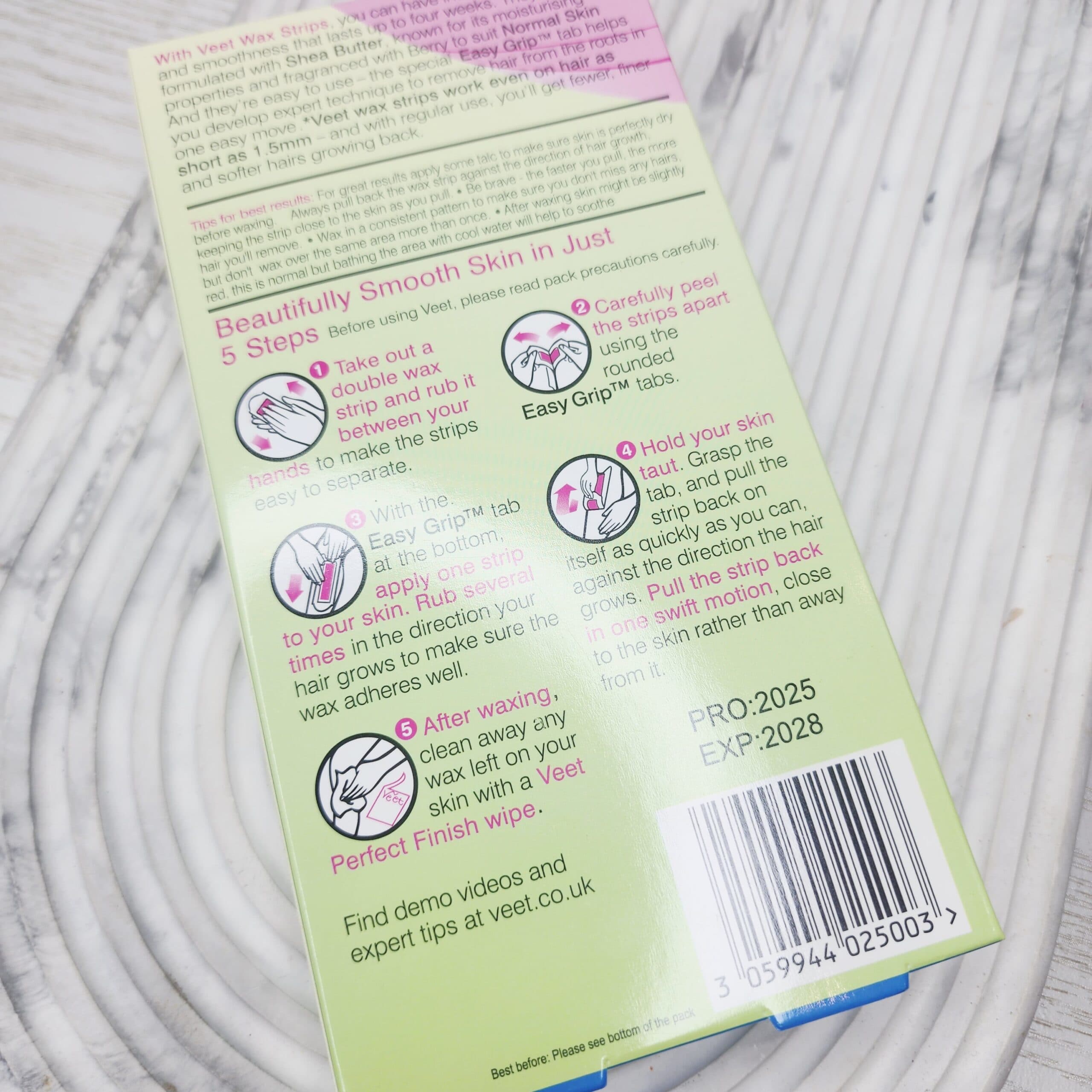 نوار موبر ویت Veet مدل Professional مناسب پوست حساس بسته 20 عددی — تصویر ۳