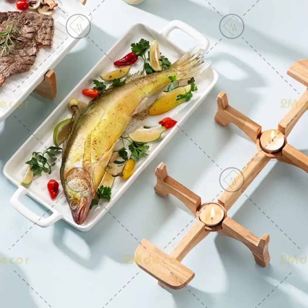 سینی کباب خوری چینی با پایه چوبی — تصویر ۷