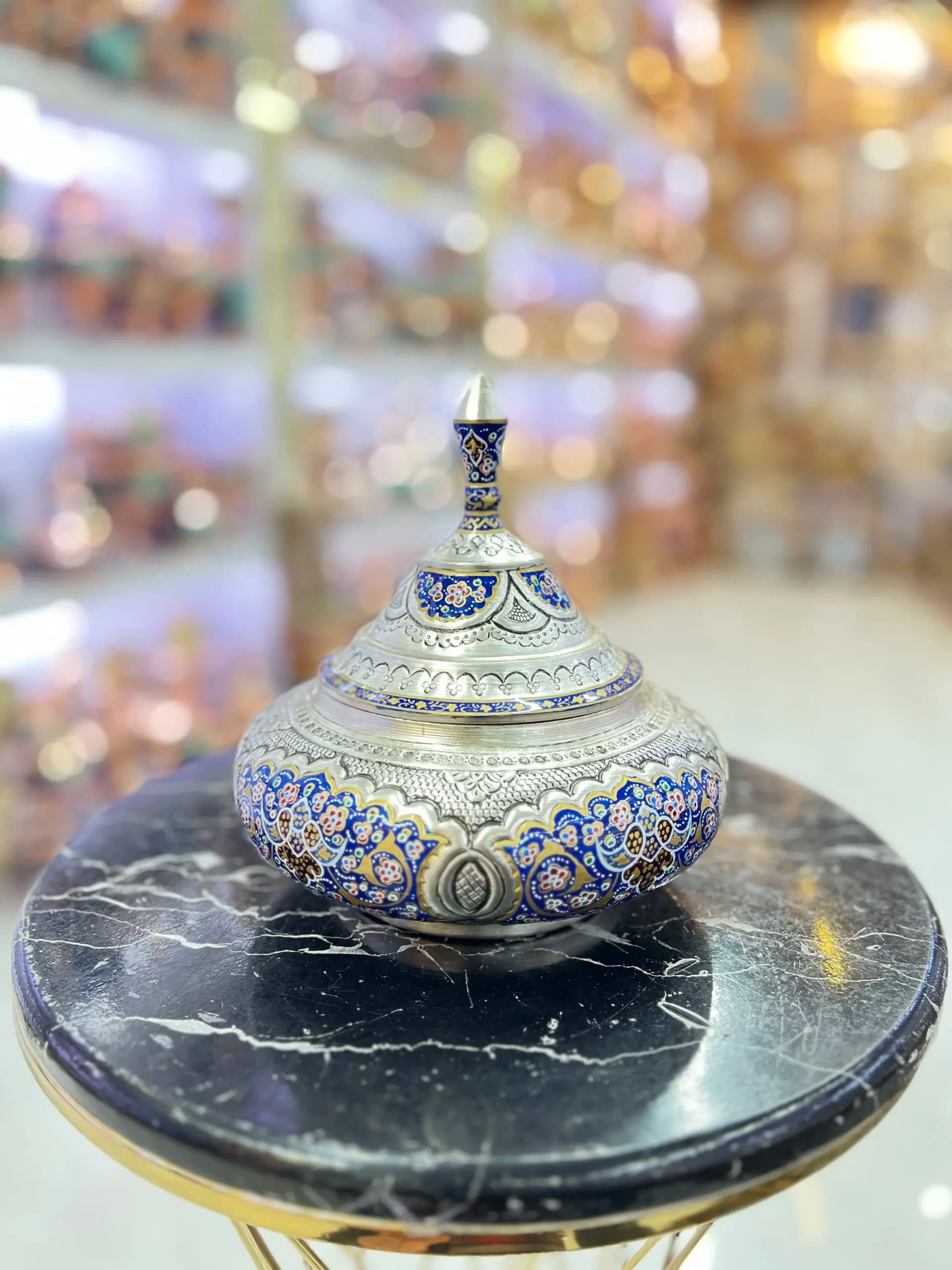 قندان سفینه قلمزنی و نقاشی تذهیب متوسط — تصویر ۴