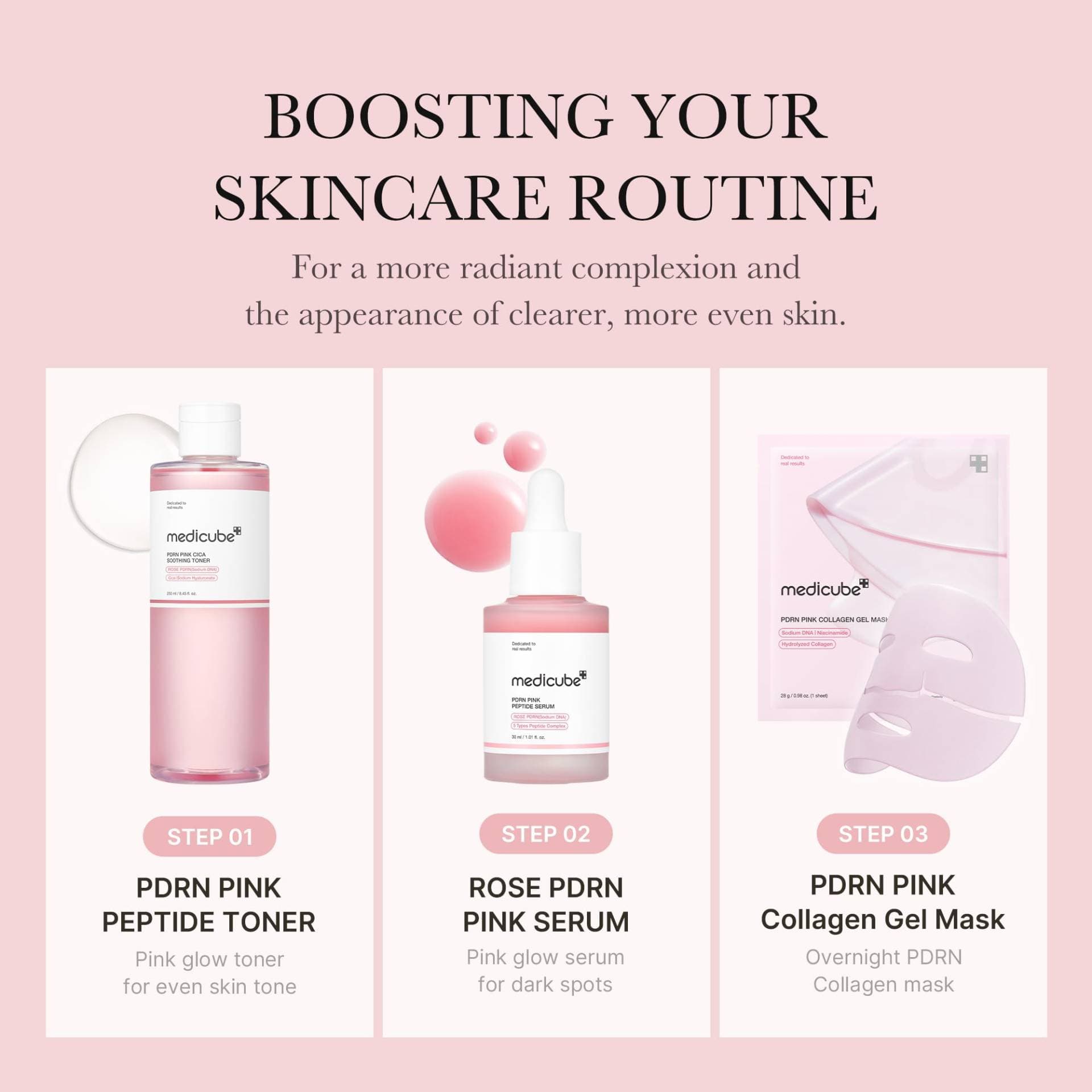 تونر تسكين دهنده و روشن كننده سيكا مدى كيوب MEDICUBE PDRN Pink Cica Soothing Toner — تصویر ۶
