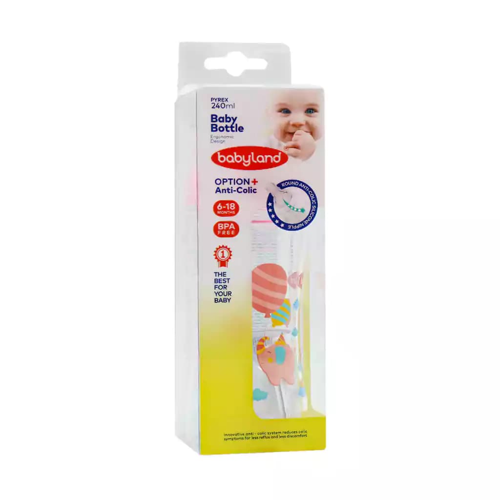 شیشه شیر پیرکس بی بی لند کد 373 مناسب 6 تا 18 ماهگی 240 میلی لیتر — تصویر ۹